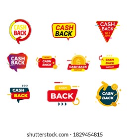 set Cashback loyalty program concept. Credit or debit card with returned coins to bank account. Refund money service design. Bonus cash back symbol vector illustration