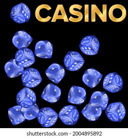 Set of casino banners. Dice rain. Template for advertising parties, events in Vegas. Vector illustration