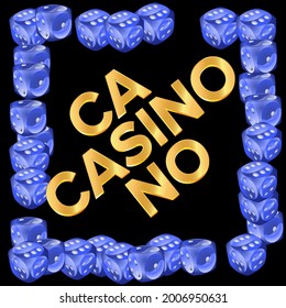 Set of casino banners. Dice rain. Template for advertising parties, events in Vegas. Vector illustration