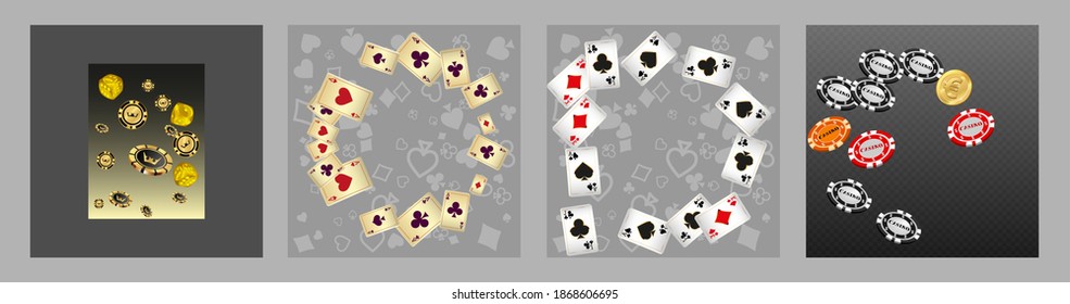 Set of casino banners. Template for advertising parties, events in Vegas. Vector illustration