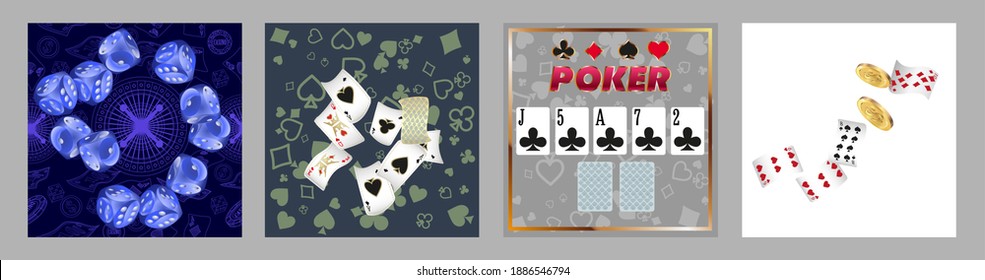 Set of casino banners. Template for advertising parties, events in Vegas. The concept of winning or gambling. Vector illustration