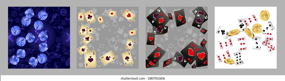 Set of casino banners. Template for advertising parties, events in Vegas. The concept of winning or gambling. Vector illustration