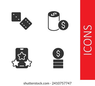 Set Casino chip with dollar, Game dice, Online sports betting and  icon. Vector