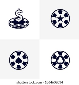 Juego de fichas icono de Casino Chip plantilla vectorial, símbolo de icono de diseño de juegos de azar creativos Ilustración, icono de juegos de casino
