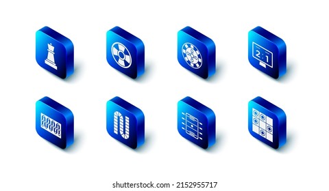 Set Casino Chip, Roulette Wheel, Sport Mechanical Scoreboard, Board Game Of Checkers, Hockey Table,  And Chess Icon. Vector