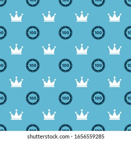 Pon fichas de Casino y Crown en un patrón impecable. Vector