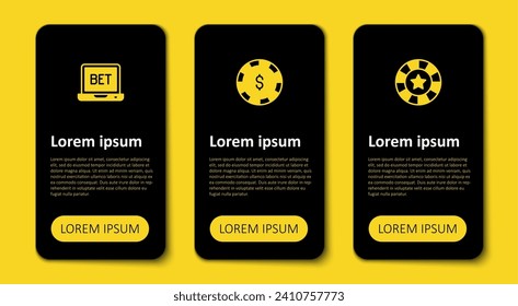 Set Casino chips, with dollar and Online sports betting. Business infographic template. Vector