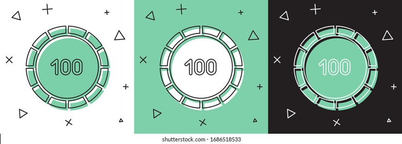 Coloque el icono del Casino aislado en fondo blanco y verde, negro. Juegos de casino. Ilustración vectorial