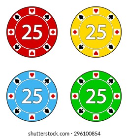 Set of Casino chips isolated on white background.  Vector illustration.