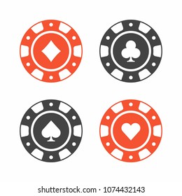 Set of casino chips. top view