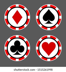 Set of casino chips. top view. vector poker chip. icon.