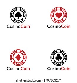 Set of casino coin logo design for casino business, gamble, card game, speculate, etc.