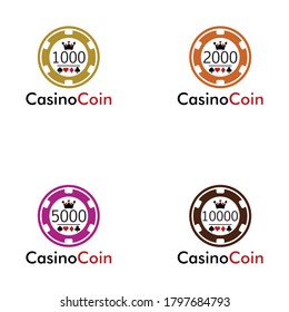 Set of casino coin logo design for casino business, gamble, card game, speculate, etc.