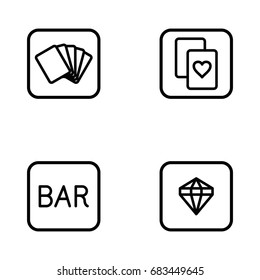 Set of casino elements vector thin line icons.