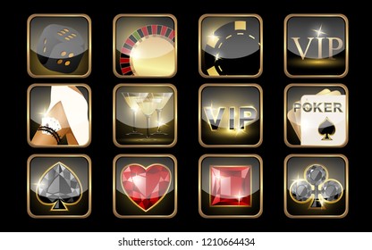 Set of casino icons.