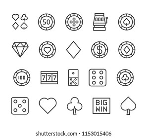 Set Casino Icons Editable Stroke. 48x48 Pixel Perfect. Vector