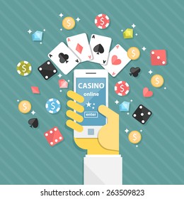 set of casino online elements. flat illustration