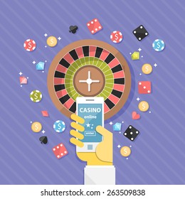set of casino online elements. flat illustration