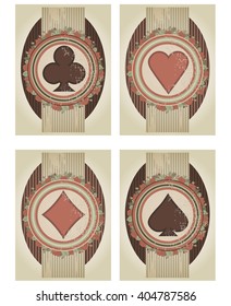 Set casino poker cards in vintage style, vector illustration