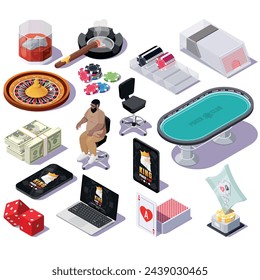 a set of casino and poker games. Isometric illustrations