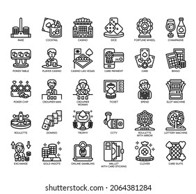 Set of Casino thin line icons for any web and app project. 