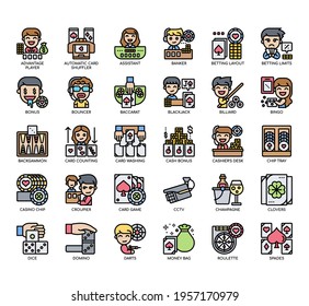 Set of casino thin line and pixel perfect icons for any web and app project. 