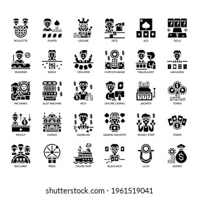 Set of Casino thin line and pixel perfect icons for any web and app project. 