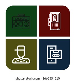 Set of cassette icons. Such as Boombox, Dictaphone, Rapper, Cassette , cassette icons