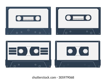 Set of Cassette tape. Audio cassette tape isolated on white background. Collection of vector retro audio cassettes. Old retro audio tapes. Vector Illustration EPS10
