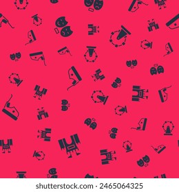 Set Castle, Comedy and tragedy masks, Bumper car and Ferris wheel on seamless pattern. Vector