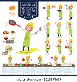 A set of casual fashion women about cooking.There are actions that are cooking in various ways in the kitchen.It's vector art so it's easy to edit.
