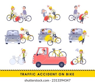 A set of casual fashion women in a bicycle accident.It's vector art so easy to edit.