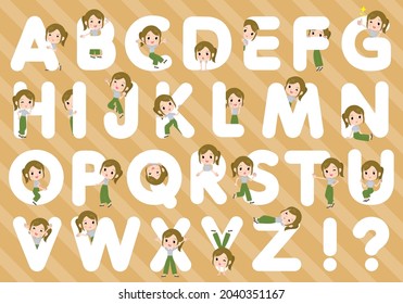 A set of Casual fashion women designed with alphabet.It's vector art so easy to edit.