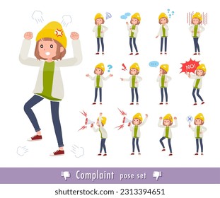 A set of casual fashion women expressing their discontent.It's vector art so easy to edit.
