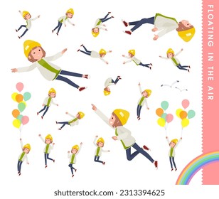 A set of casual fashion women floating in the air.It's vector art so easy to edit.