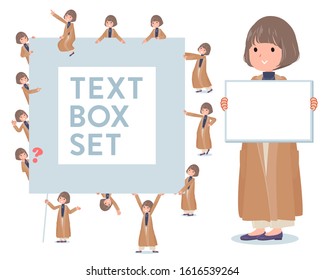 A set of casual fashion women with a message board.Since each is divided, you can move it freely.It's vector art so it's easy to edit.
