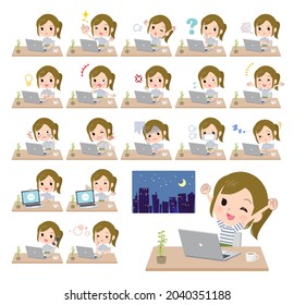 A set of Casual fashion women on desk work.It's vector art so easy to edit.