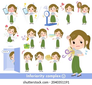 A set of Casual fashion women on inferiority complex.It's vector art so easy to edit.