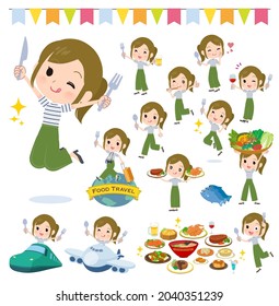 A set of Casual fashion women on food events.It's vector art so easy to edit.