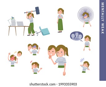 A set of Casual fashion women spirit is weak.It's vector art so easy to edit.