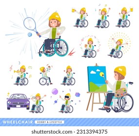 A set of casual fashion women in a wheelchair.About hobbies and lifestyle.It's vector art so easy to edit.