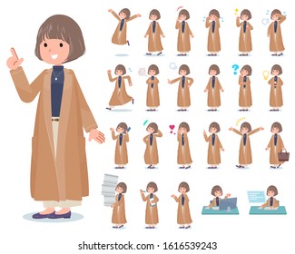 A set of casual fashion women with who express various emotions.There are actions related to workplaces and personal computers.It's vector art so it's easy to edit.
