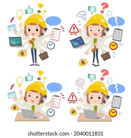 A set of Casual Fashion Women who perform multitasking in the office.It's vector art so easy to edit.