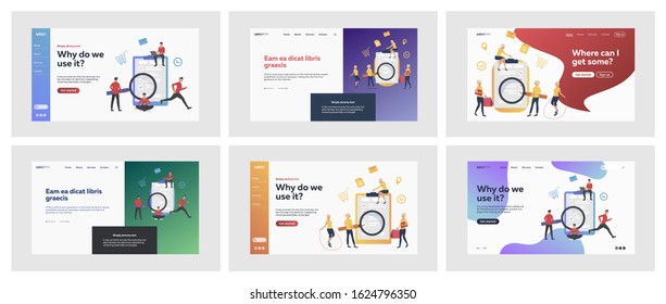 Set of casual people ticking off personal goals. Flat vector illustrations of men and women working with lists. Self development and achieving concept for banner, website design or landing web page