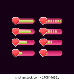set of casual pink game ui health progress bar