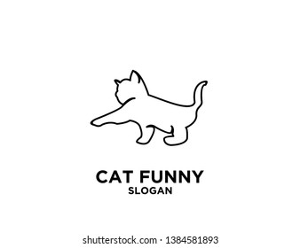 set CAT black outline with white background logo icon designs vector illustration sign silhouette