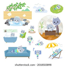 A set of Cat boy about relaxing.It's vector art so it's easy to edit.