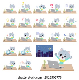 A set of Cat boy on desk work.It's vector art so it's easy to edit.