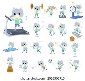 A set of Cat boy on exercise and sports.It's vector art so it's easy to edit.