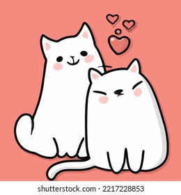 set of cat cartoon drawing illustration